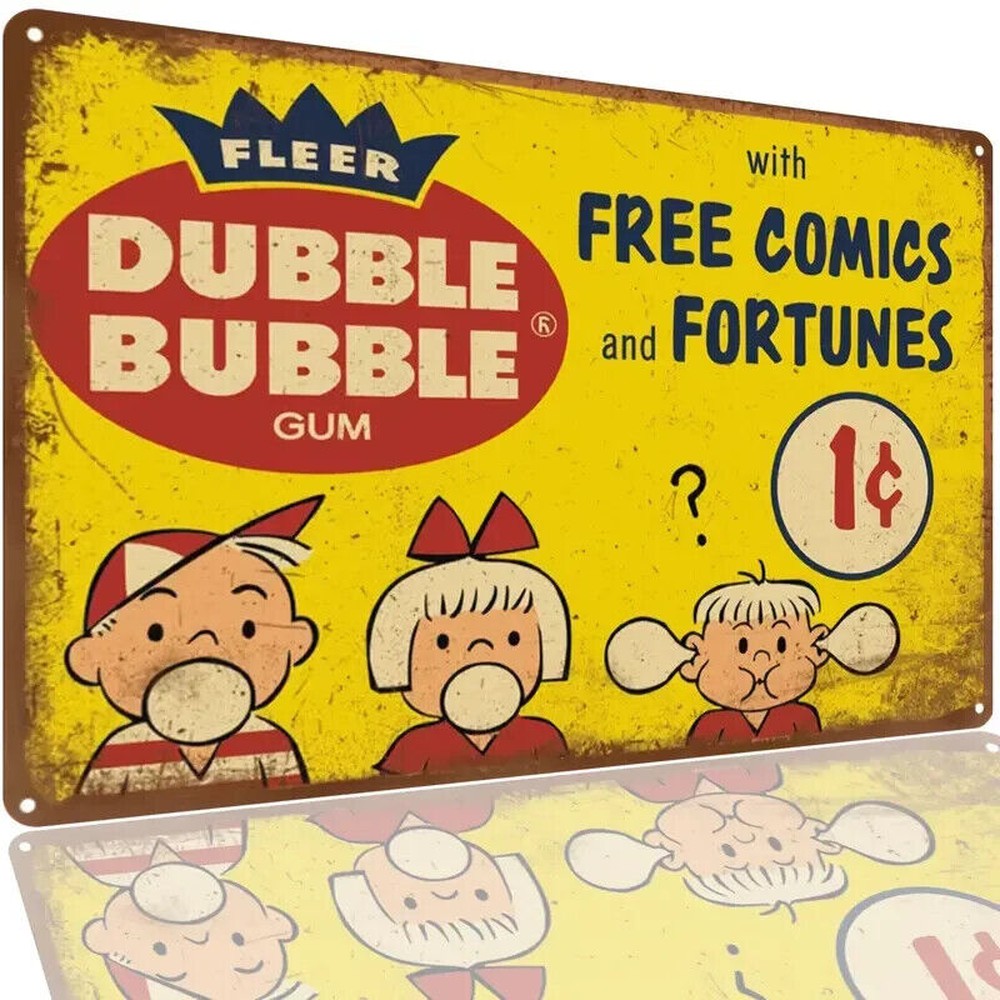 Fleer Dubble Bubble Gum Novelty Metal Sign 8" x 12" Wall Art Home & Garden:Home Décor:Plaques & Signs Style Your Walls